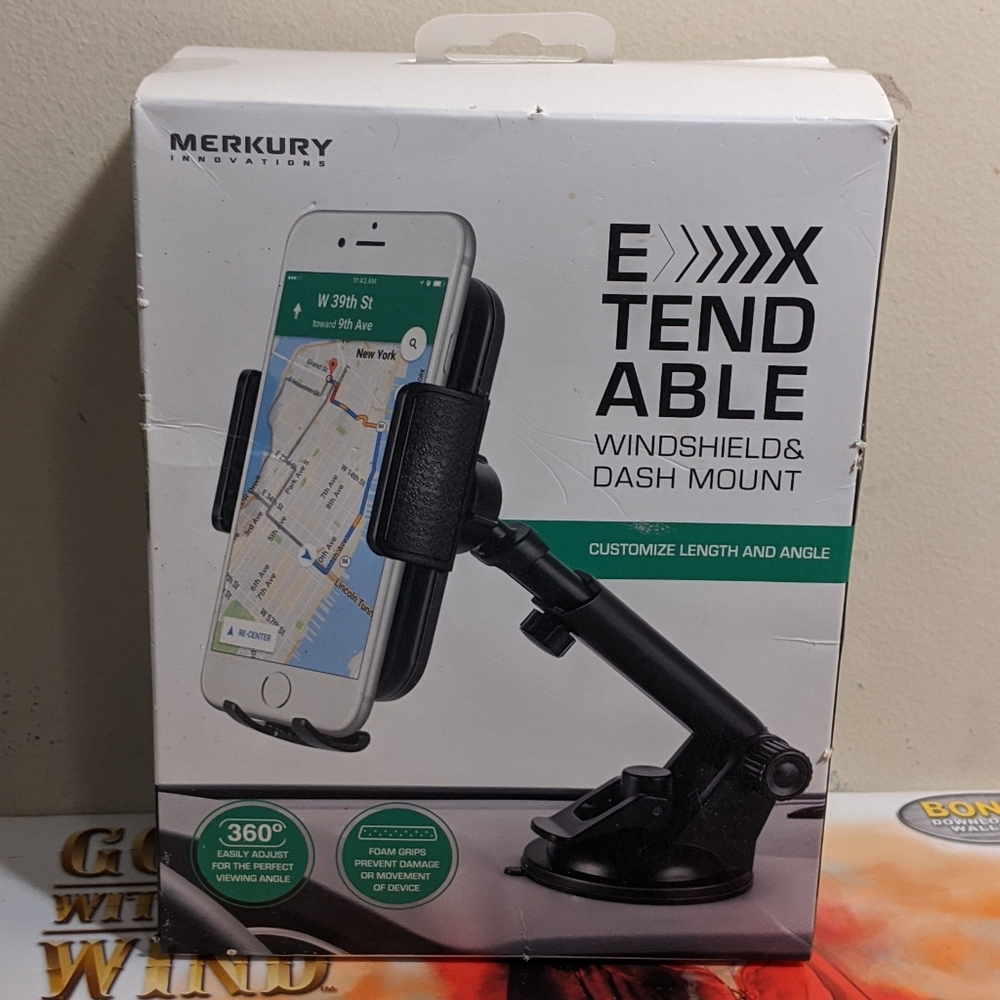 Merkury Innovations Extendable Windshield Car Dash Mount For Cellphone